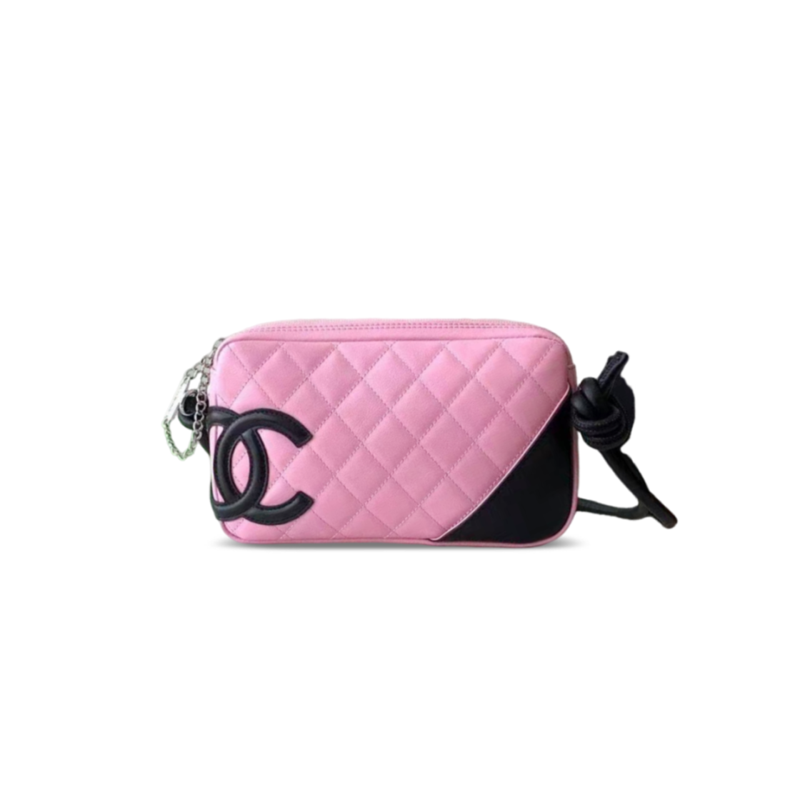Ch**el quilted cambon pochette pink black (22*12*3cm)